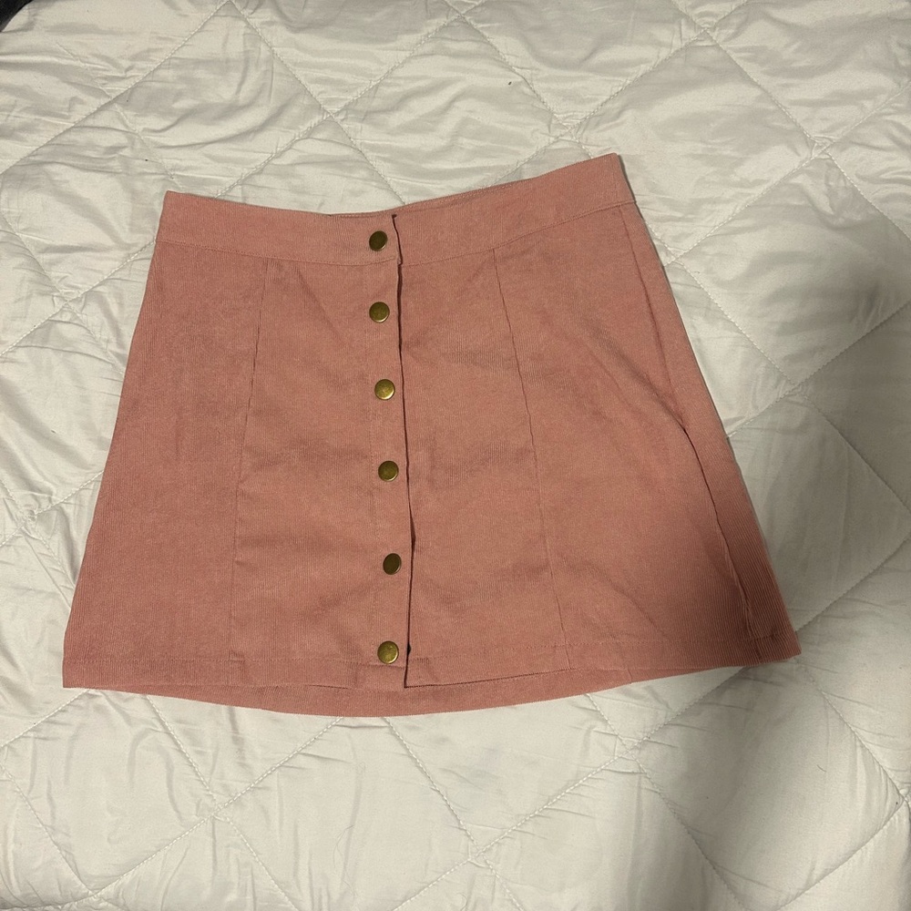 Corduroy Pink Button Up Mini Skirt